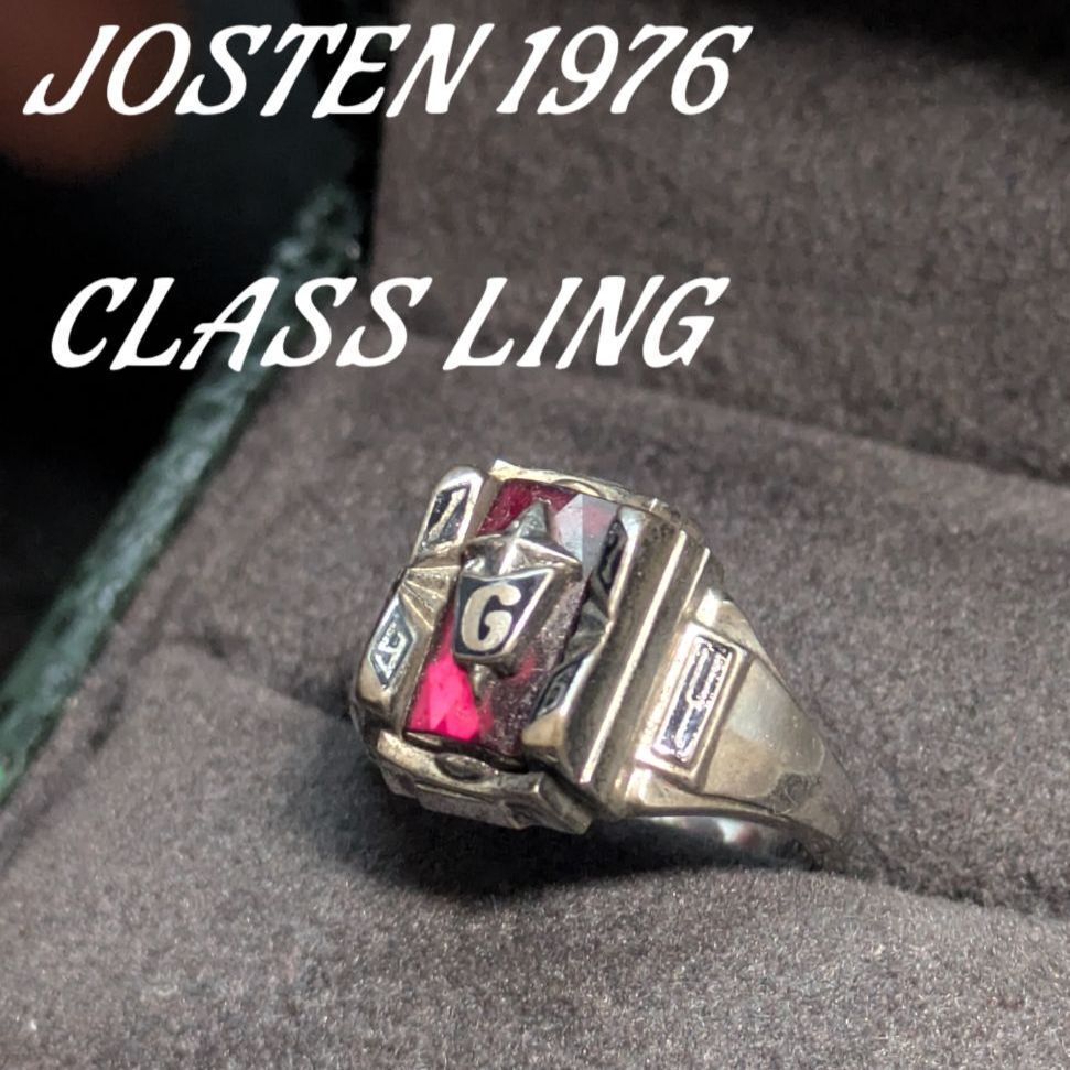 ヴィンテージ 1976 JOSTEN クラスリング シルバー925 ルビーレッド ケンタッキー州 7.5号〜8号 約4.2g アメリカ製 指輪 アクセサリー 宝石拍卖