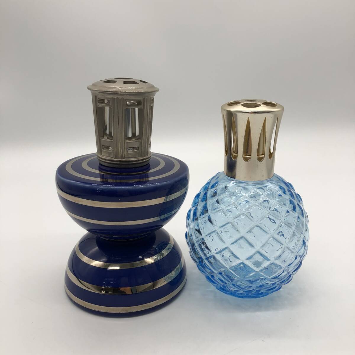 tk1646 LAMPE BERGER ランプ ベルジュ 陶器 ガラス アロマ フレグランス 癒し リラクゼーション ブルー 中古 Set拍卖