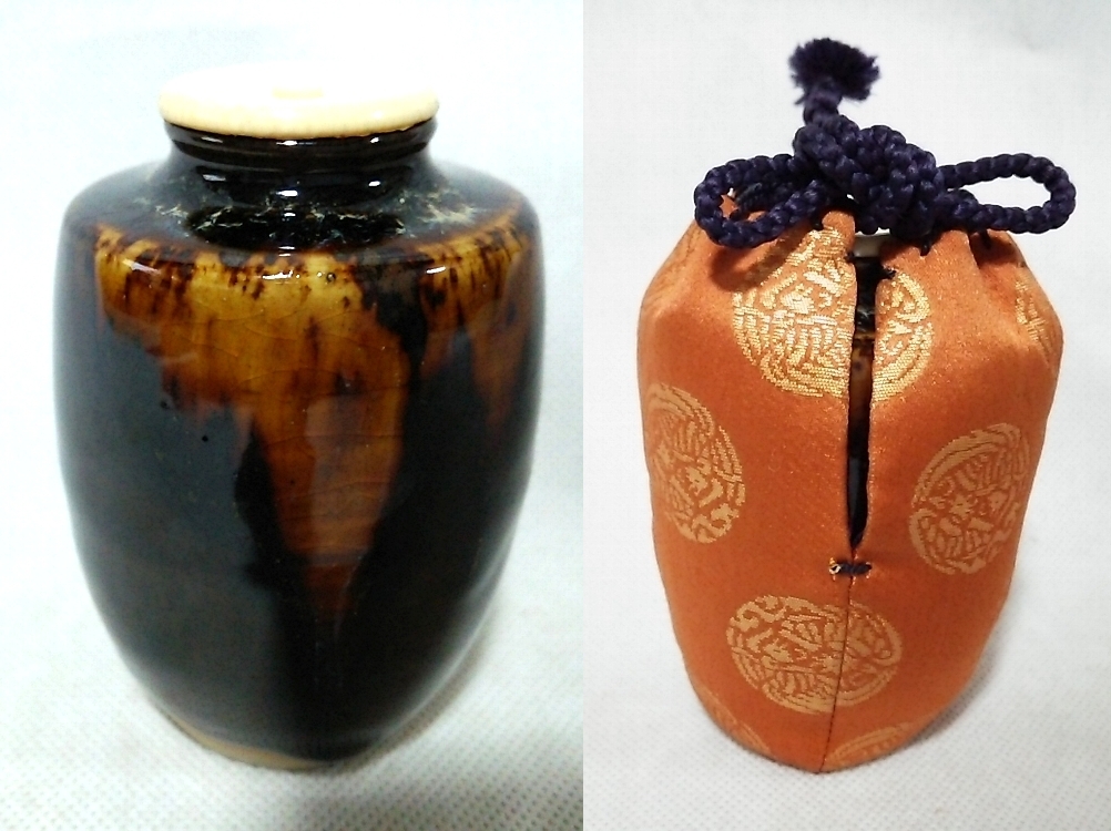 ★【一美堂】★茶道具★桶谷定一作★肩衝『茶入』★仕服付★共箱付★名品★拍卖