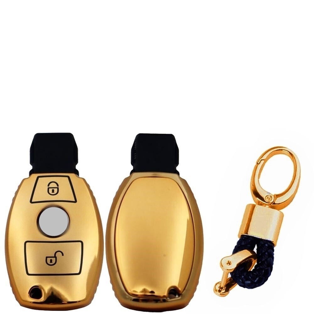 新品即決 メルセデスベンツ TPU 金色 ゴールド キーケース キーカバー キーレス アクセサリー W176 W246 W204 S204 C204 W205 S205 C205拍卖