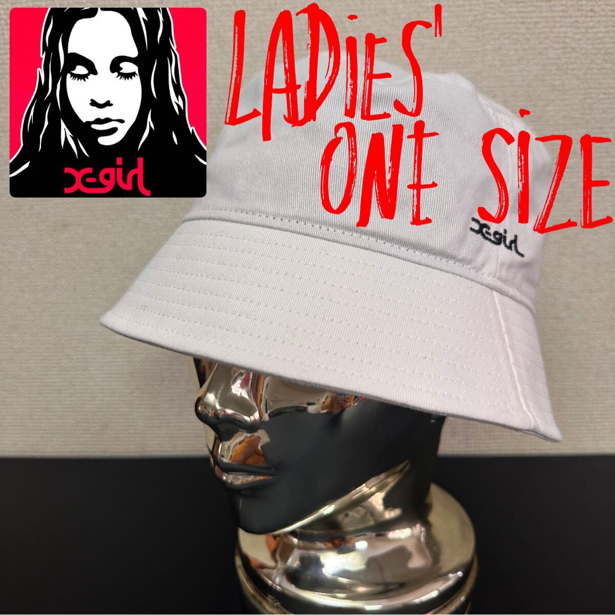 *美品【X-girl】レディース バケットハット 56cm〜58cm拍卖