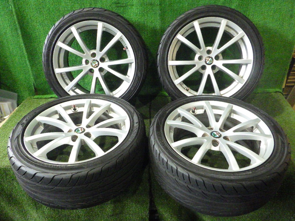 ◆ 溝あり アルファロメオ アルミホイール タイヤ 17インチ 4本 ヨコハマ エスドライブ 215/45R17 15年製 中古 H40 ◆拍卖