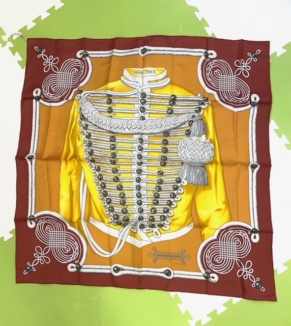 ●F7-8-40 エルメス カレ90 大判 スカーフ シルク HERMES ブランデンブルク BRANDEBOURGS拍卖