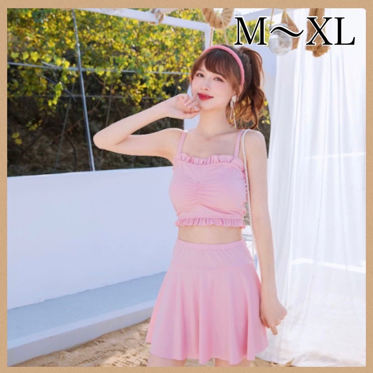 新品未使用 レディース 水着 セパレート ピンク 桃色 キャミソール 可愛い拍卖