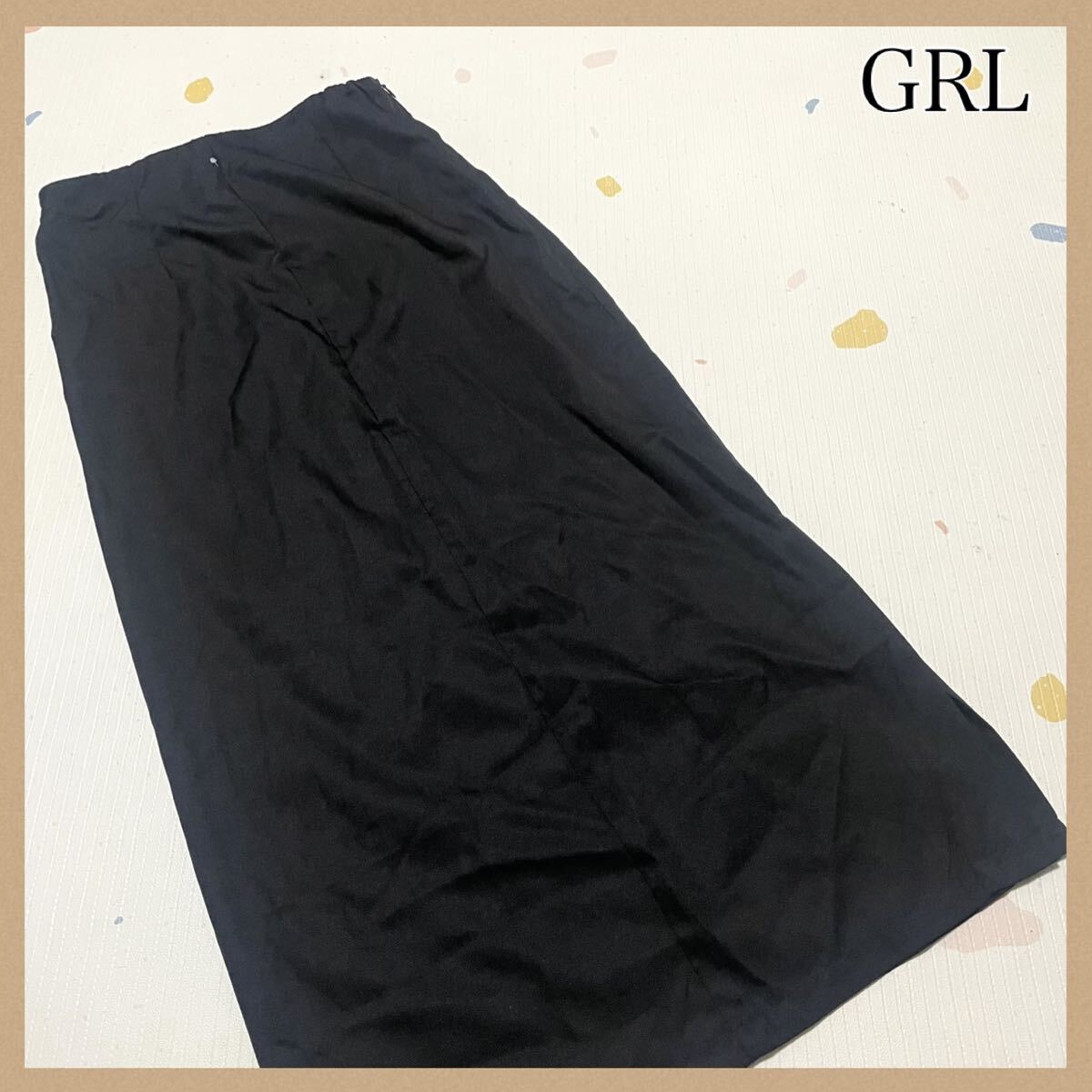 GRL タイトスカート ロング丈 シンプル 無地 Lサイズ ブラック 黒拍卖