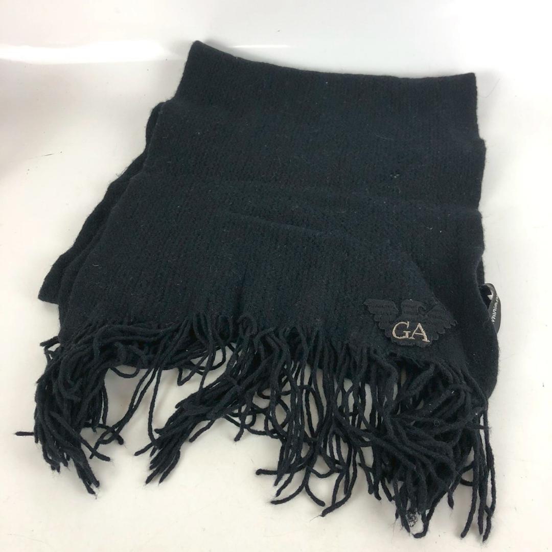 EMPORIO ARMANI エンポリオ アルマーニ イーグルロゴ マフラー 黒拍卖