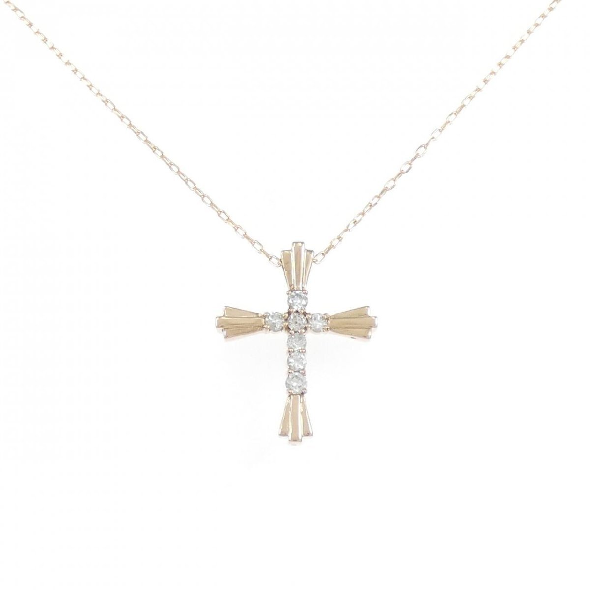 K18PG クロス ダイヤモンド ネックレス 0.30CT拍卖