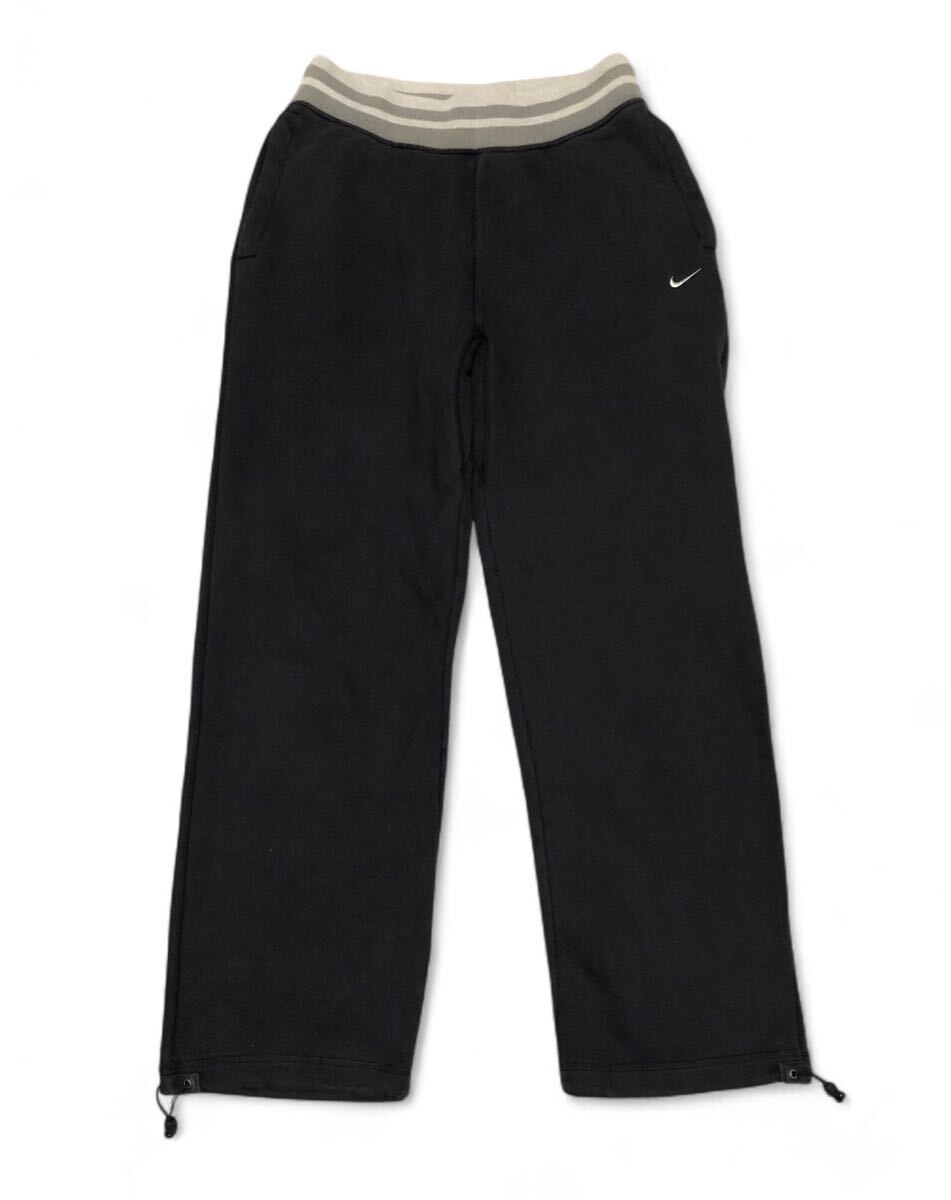 ■NIKE ナイキ■00's スウッシュ刺繍 コットン スウェットパンツ ブラック×グレー M拍卖
