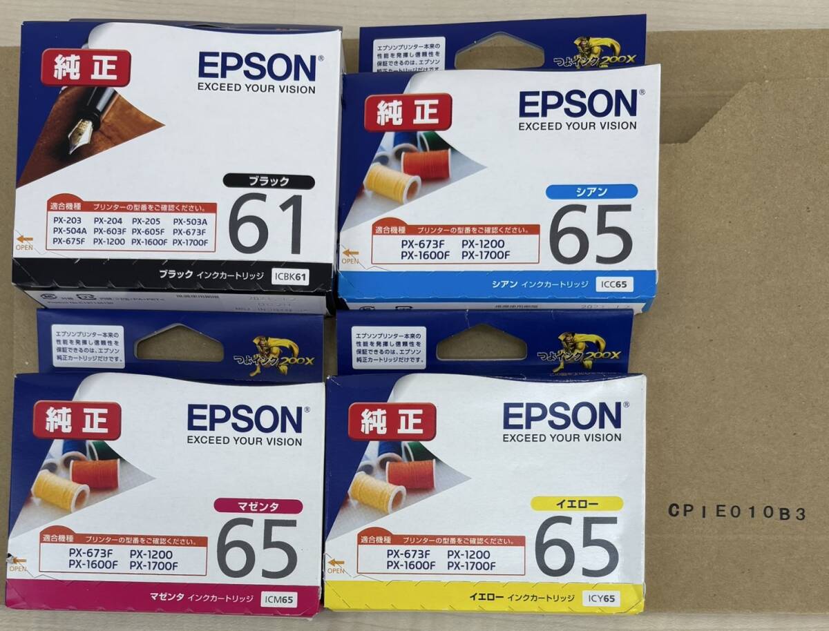 EPSON 〔 エプソン〕 純正 インクカートリッジ ICBK61(万年筆)ICC65/ICM65/ICY65(糸) 4個セット 2023年期限拍卖