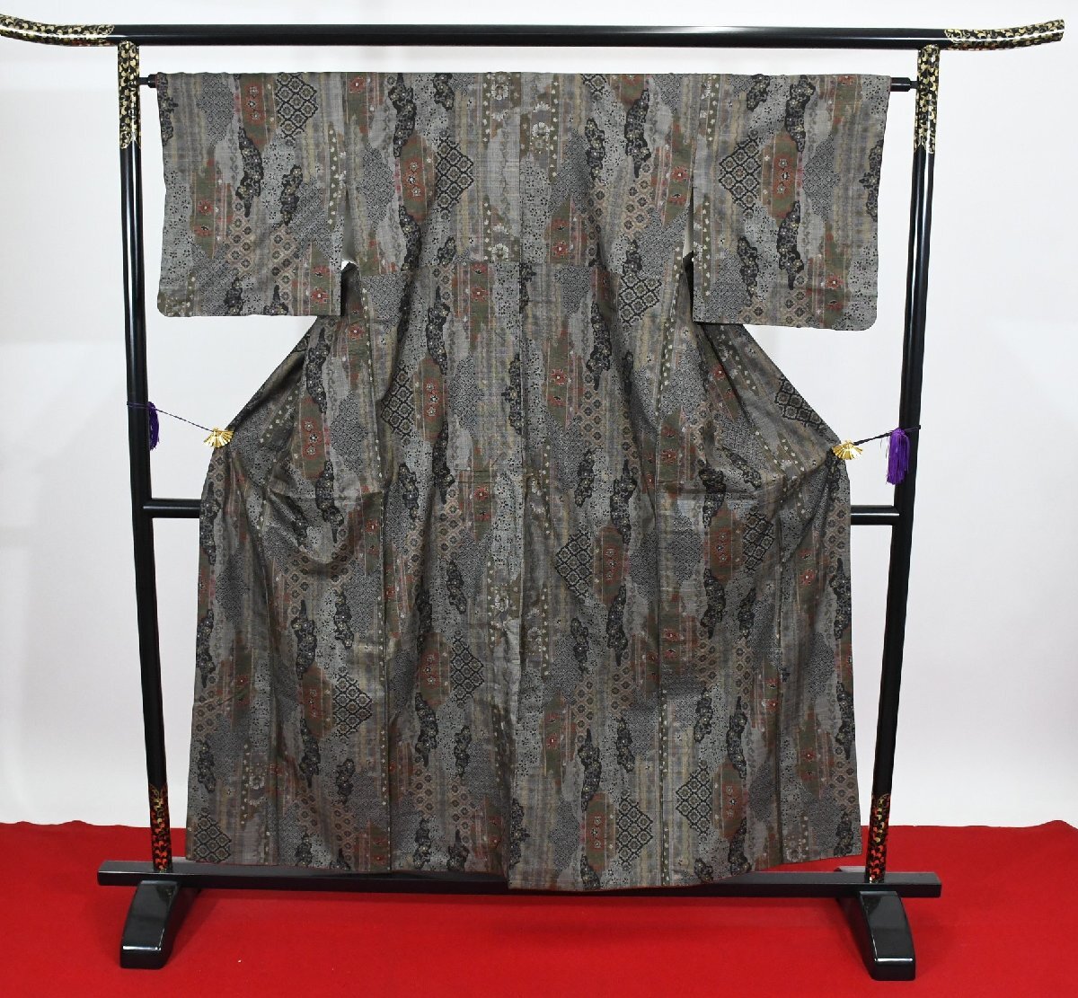 大島紬 色 本場奄美大島 正絹 和更紗 身丈151cm 裄丈65cm ★着物 pb-3390 桜庭呉服店拍卖