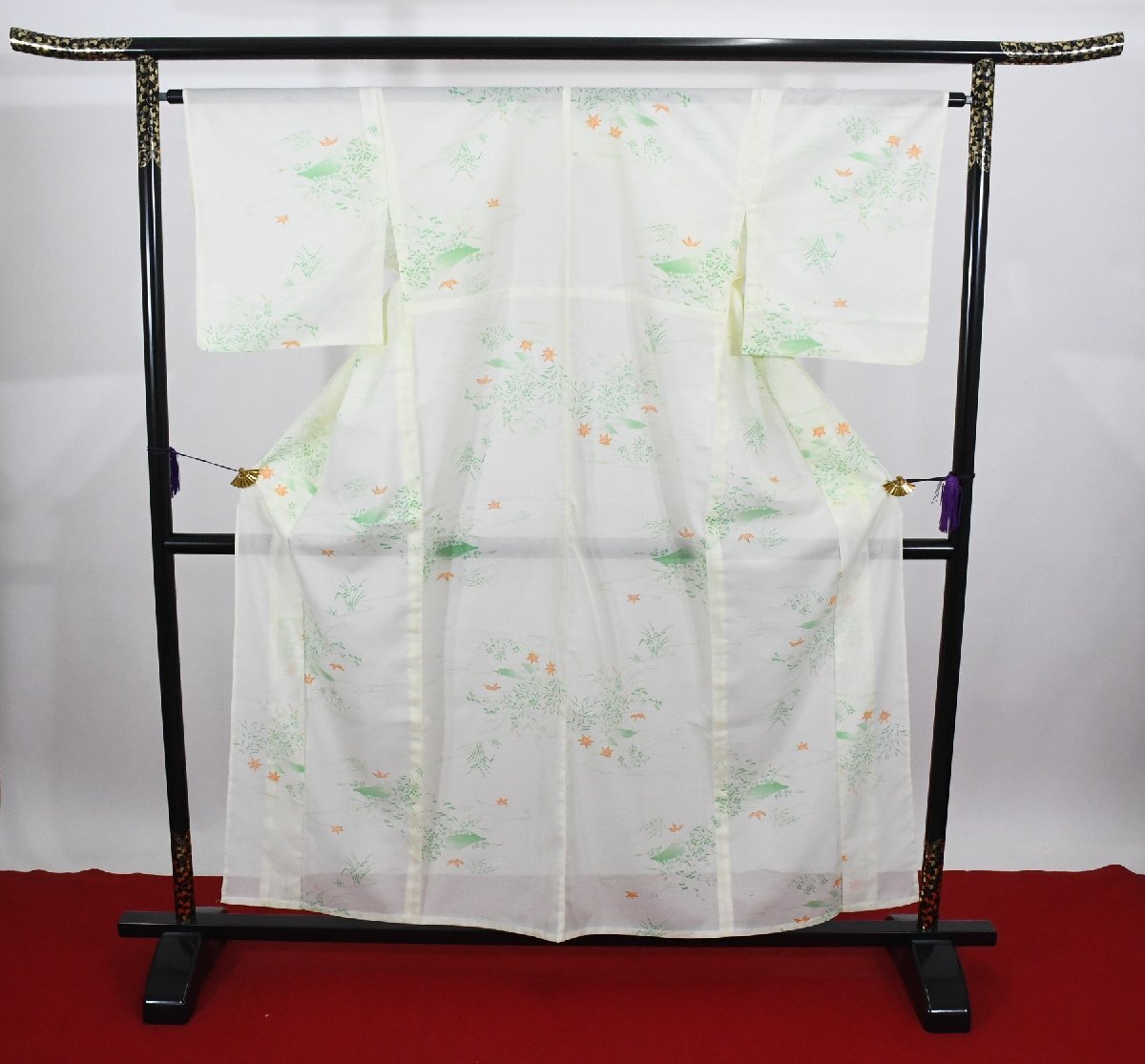 小紋 着物 絽 夏着物 風景 薄物 身丈152cm 裄丈65cm ★ kb-7013 桜庭呉服店拍卖