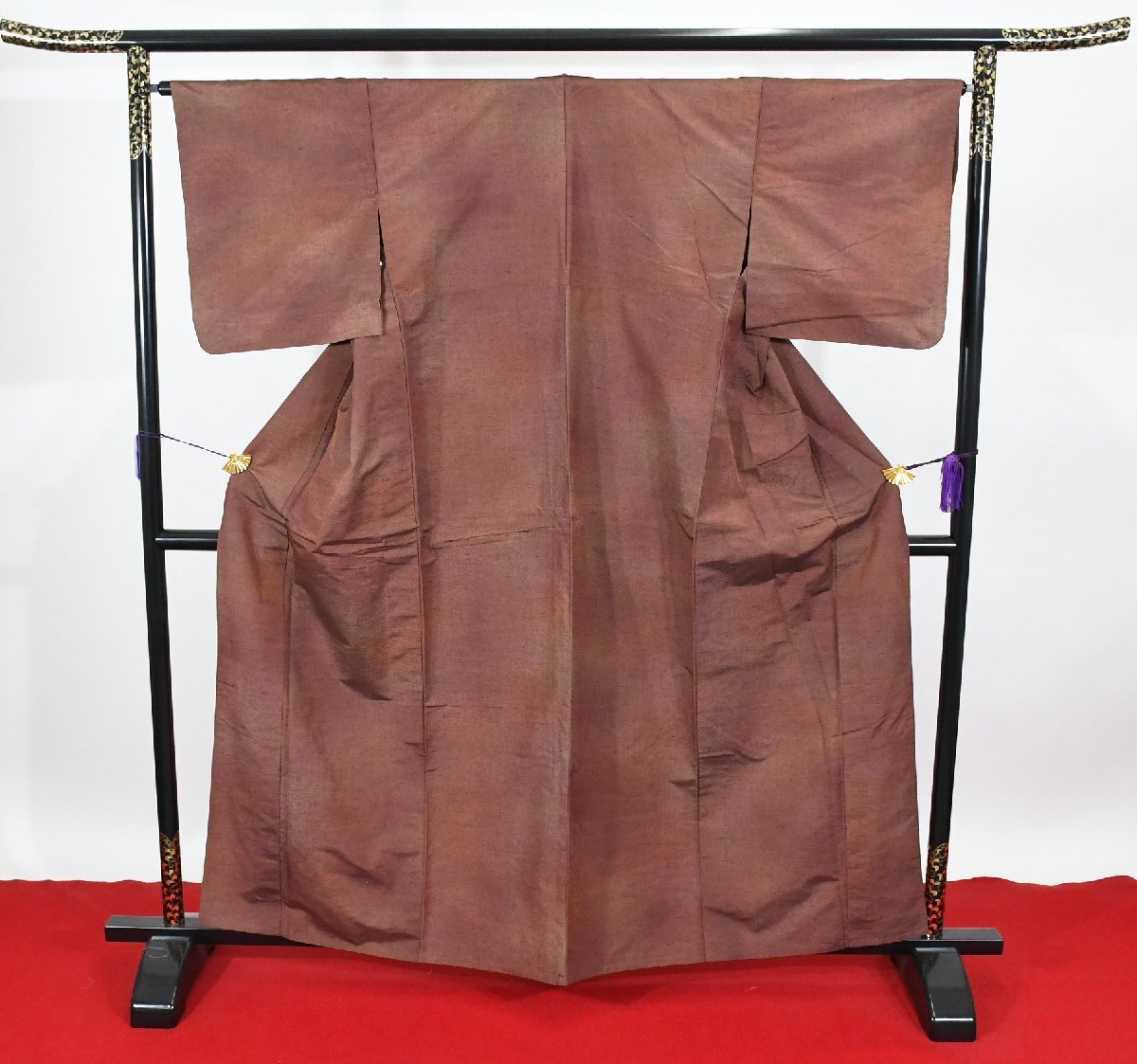 紬 つむぎ 正絹 単衣 身丈151cm 裄丈65cm ★着物 pb-3762 桜庭呉服店拍卖