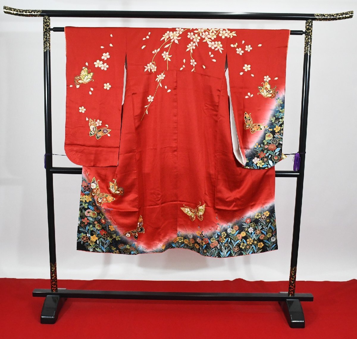 子供 着物 七五三 式典 行事 赤 祝い ★着物 身丈127cm 裄丈60cm 桜庭呉服店 f-1252拍卖