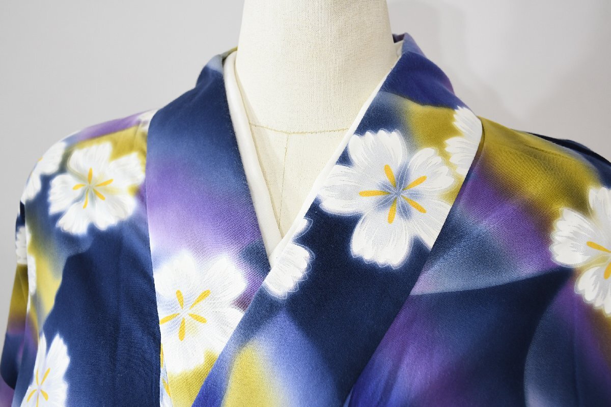 浴衣 ヒロミチナカノ hiromichi nakano 女性用 着物 祭り 花 フリーサイズ 身丈155cm 裄丈69cm ★着物 u-200 桜庭呉服店拍卖