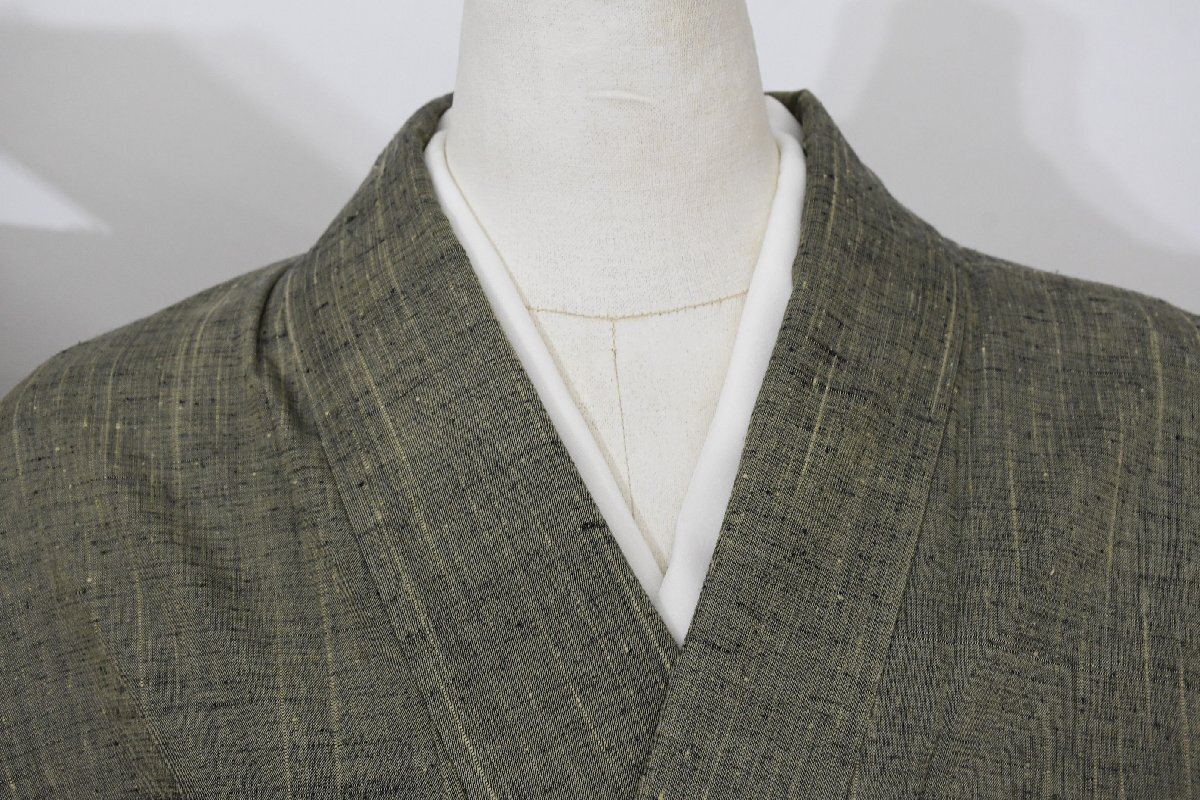 紬 つむぎ 単衣 根岸色 身丈154.5cm 裄丈64cm ★着物 pb-3751 桜庭呉服店拍卖