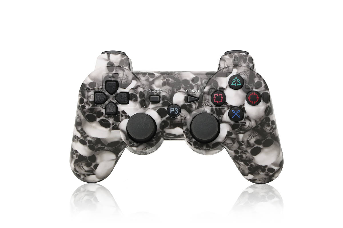 送料無料 PS3 ワイヤレスコントローラー Bluetooth ドクロ 髑髏 互換品拍卖