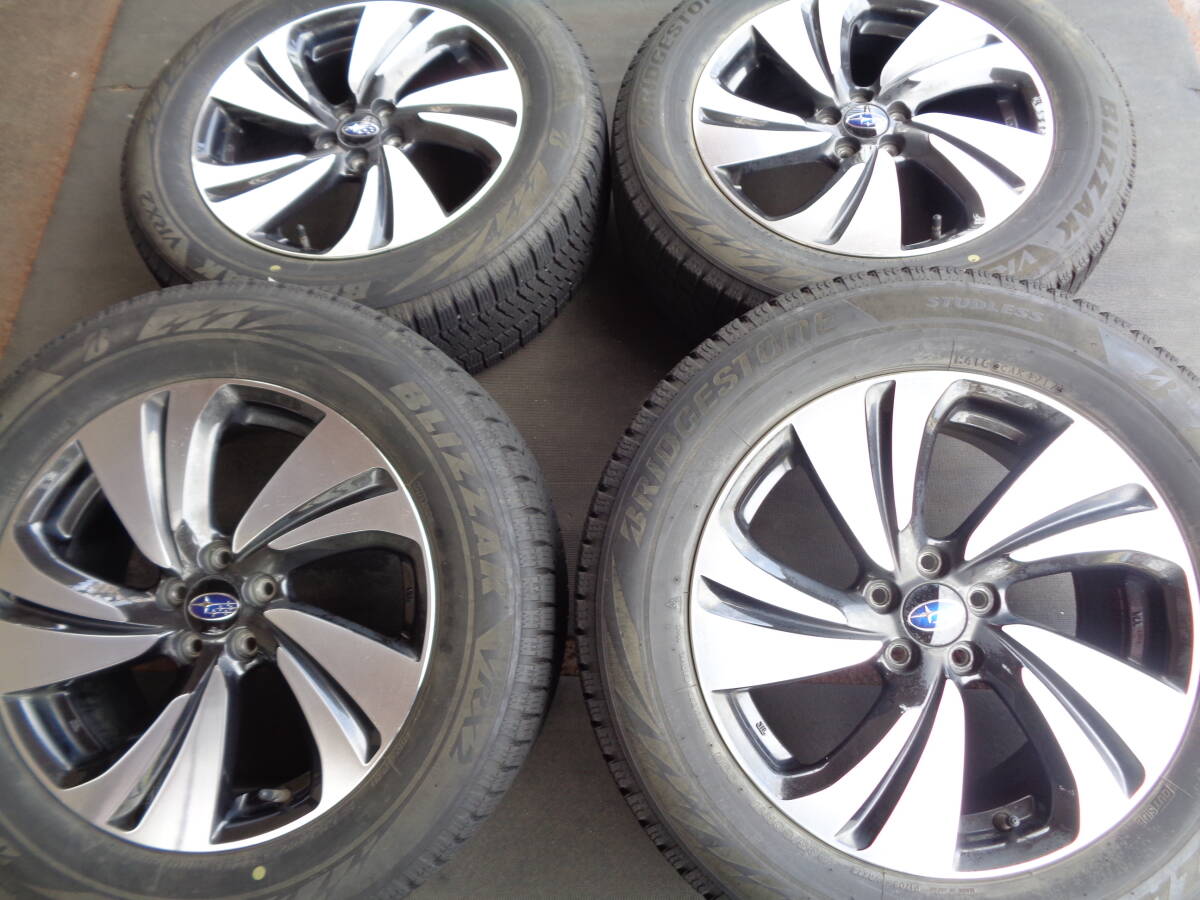 S310 冬用 BSブリザックVRX2 225/60R17+スバル純正アルミホイール 17×7J 100-5H 55 中古スタッドレスタイヤ4本セット拍卖