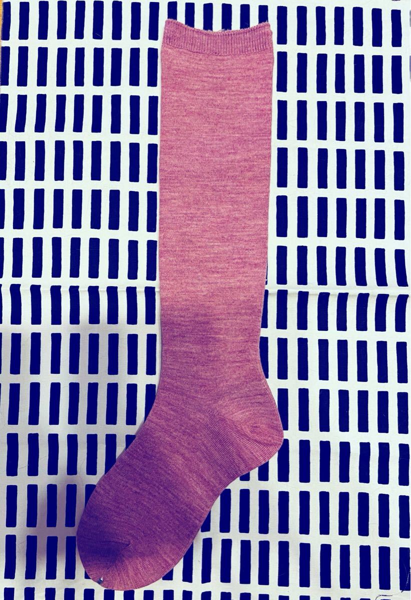 日本製 履き口 シルクウール ハイソックス ピンク拍卖