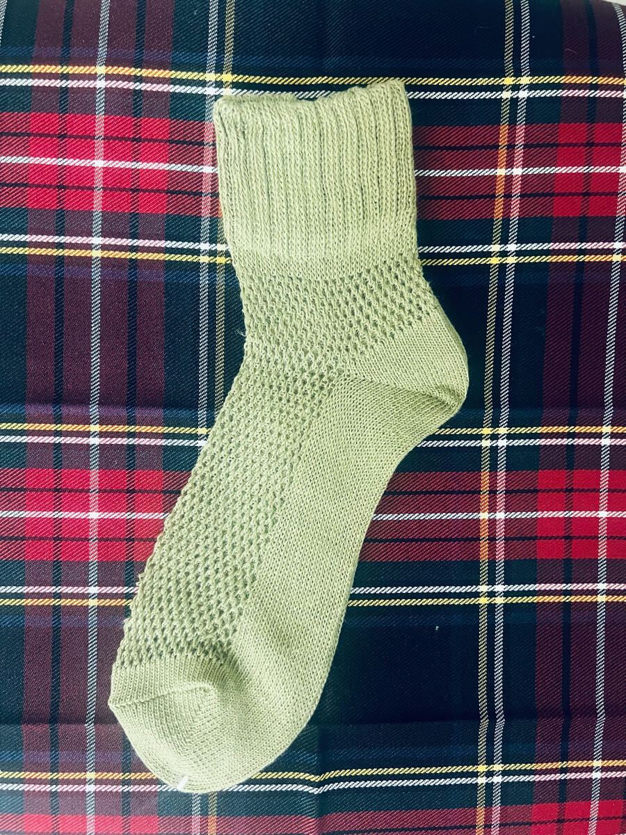 日本製 オーガニックコットン100%靴下 薄グリーン拍卖
