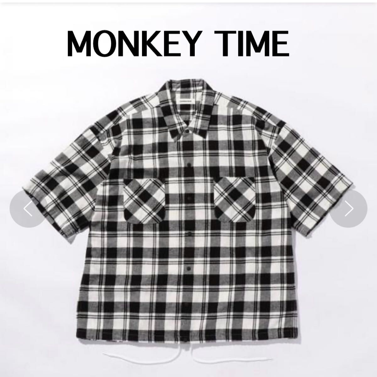 美品 MONKEY TIME UNITED ARROWS BLOCK CHECK SHIRT JACKET チェックシャツ 半袖シャツ トップス シャツジャケット拍卖