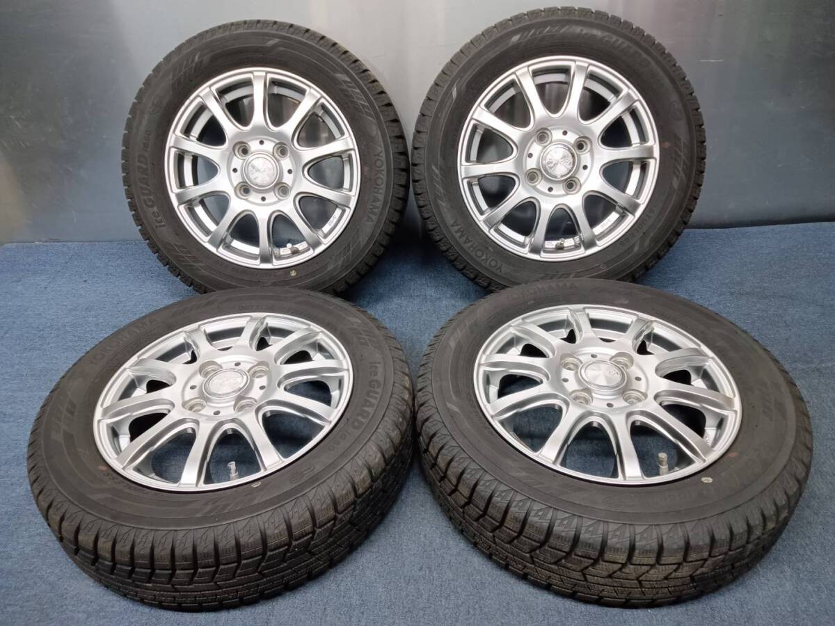 ★8-8.5分山★22年製★ ヨコハマiceGUARD iG60 155/65R13 社外ホイール 13×4J +42 4H-100 4本セット スタッドレス 軽自動車等 C254拍卖