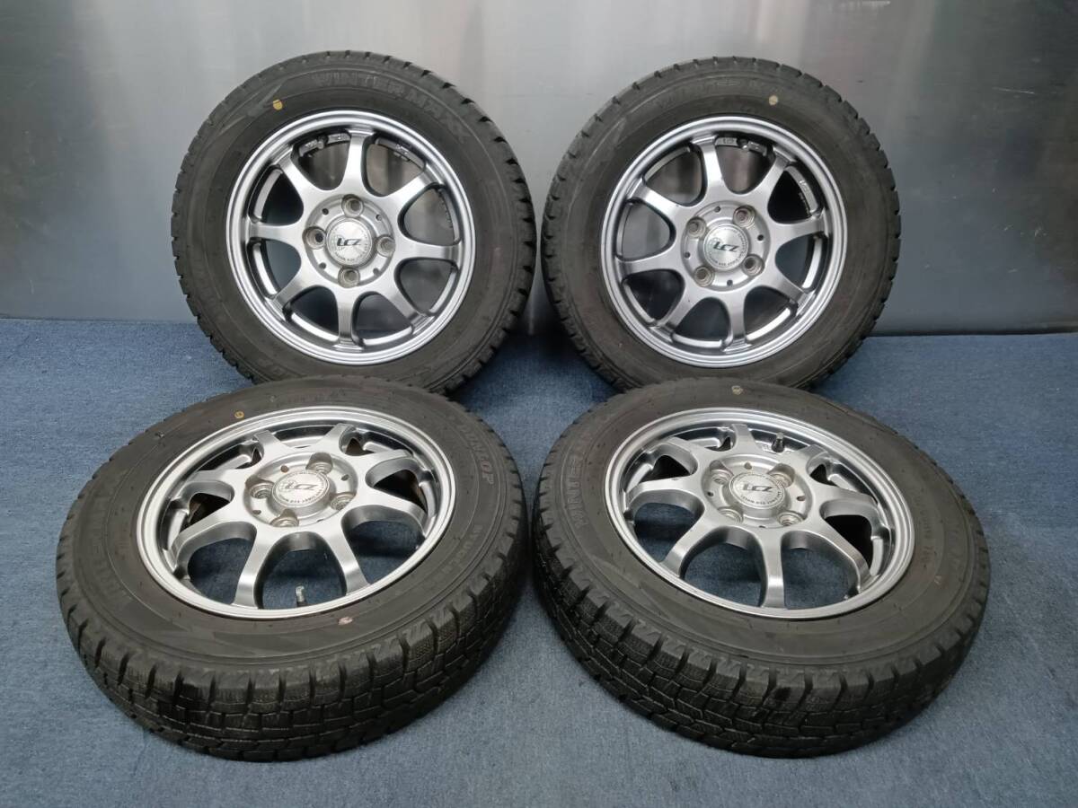 ★8分山★22年製★ ダンロップWINTER MAXX WM02 155/65R13 社外ホイール 13×4J +42 4H-100 4本セット スタッドレス 軽自動車等 C307拍卖