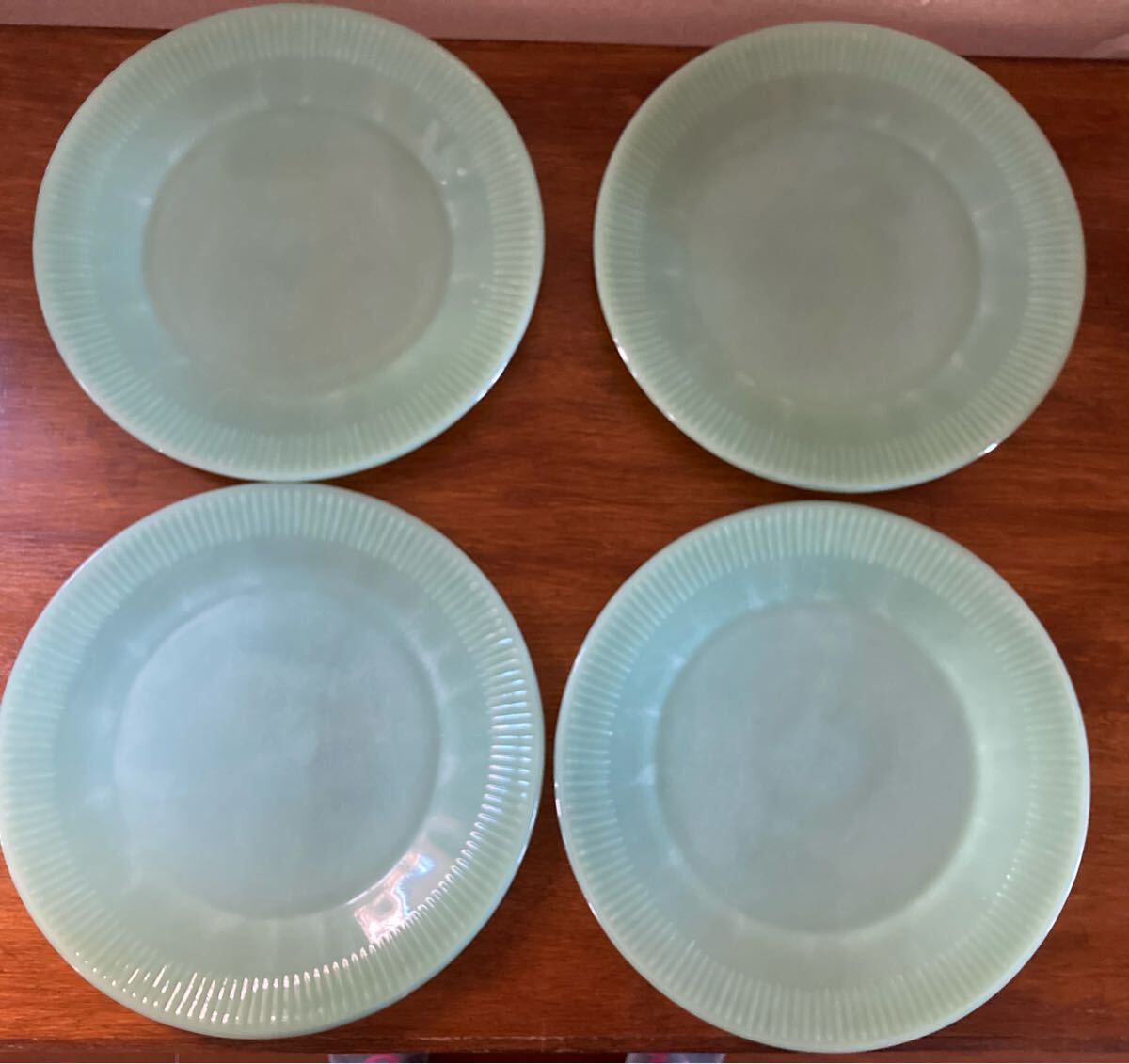 ファイヤーキング/FIRE KING /ジェダイ ジェーンレイ オーバル プラッター/4枚/刻印/Fire-King OVEN GLASS/ プレート/洋食器/1940〜1950年拍卖