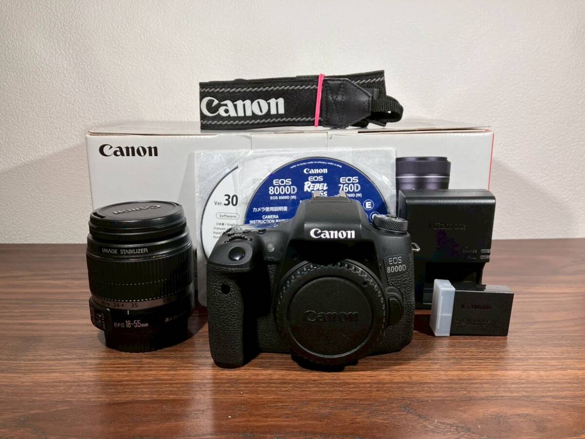 A078 【箱付き】キャノン Canon EOS 8000D レンズセット拍卖