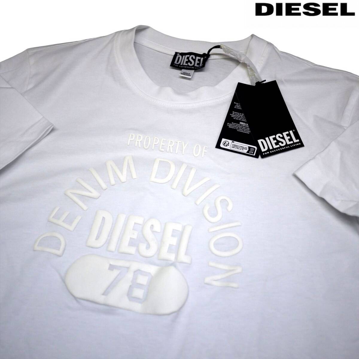 新品 ディーゼル 半袖 Tシャツ (L) ホワイト 白 DISEL 立体ロゴ /fa811拍卖