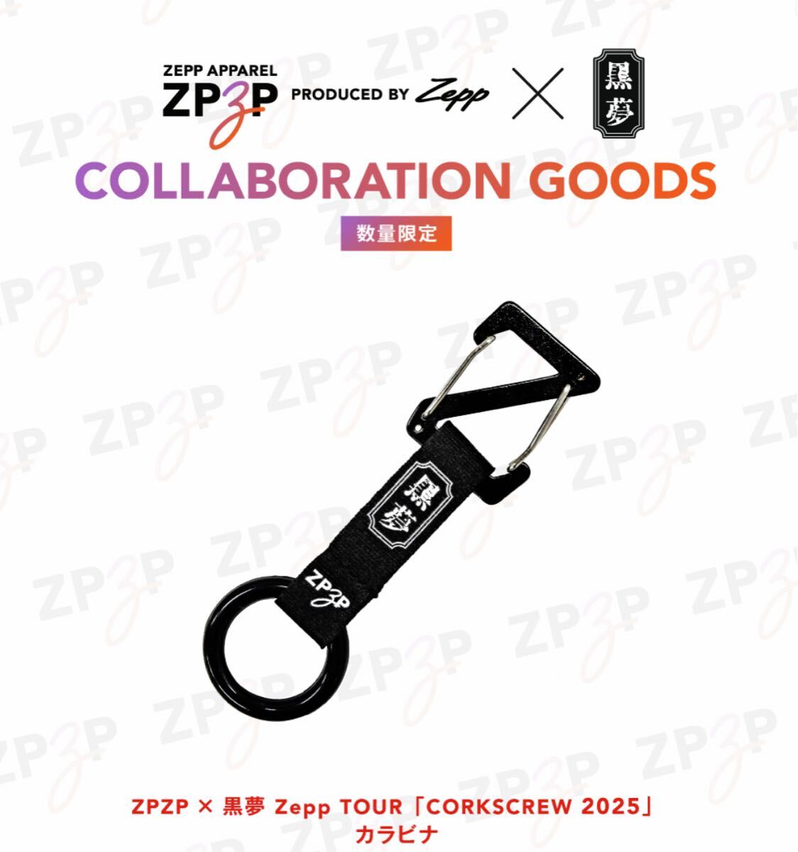 即決! 黒夢 LIVE TOUR “CORKSCREW 2025” ☆ ZPZP コラボ カラビナ 未開封新品 / KUROYUME 清春 人時拍卖