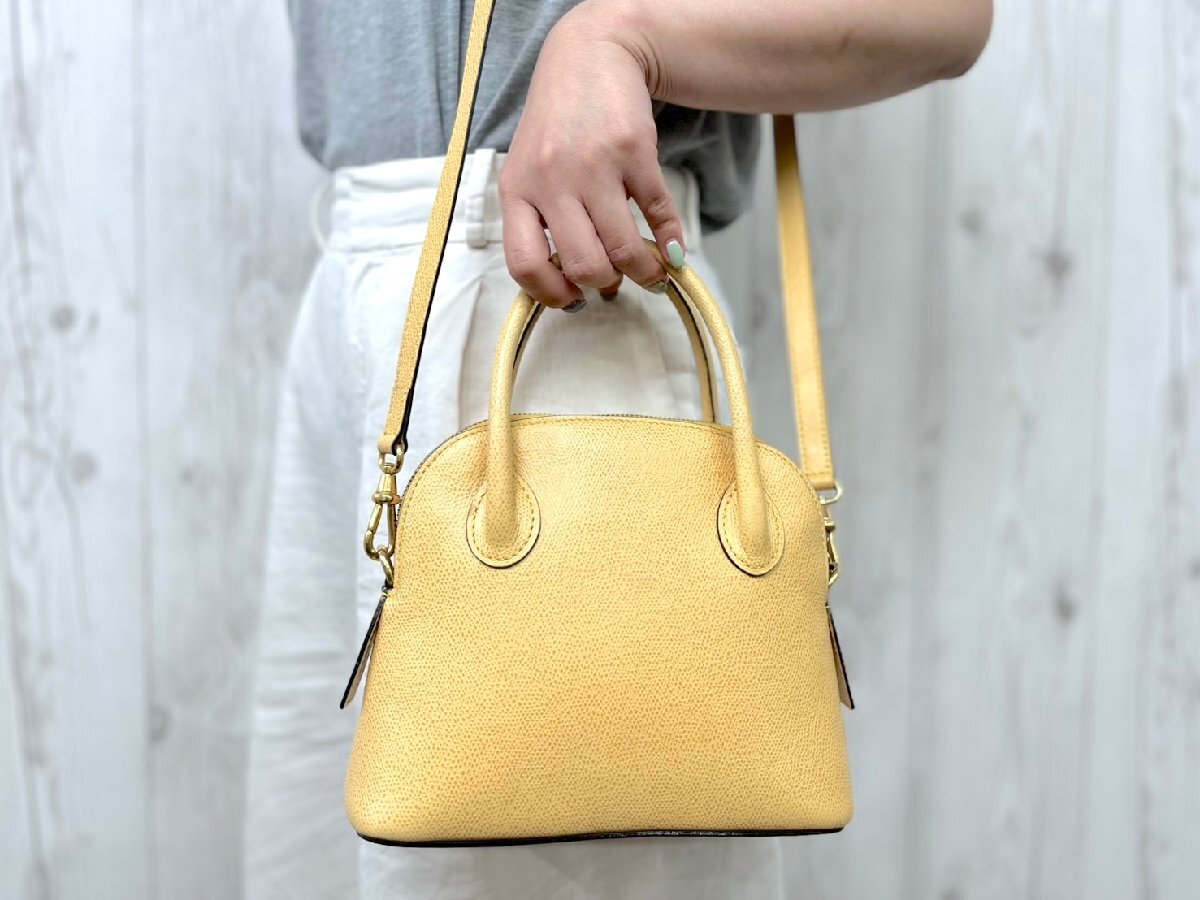 極美品 CELINE セリーヌ ヴィンテージ ハンドバッグ ショルダーバッグ バッグ レザー 黄色 2WAY 89079拍卖