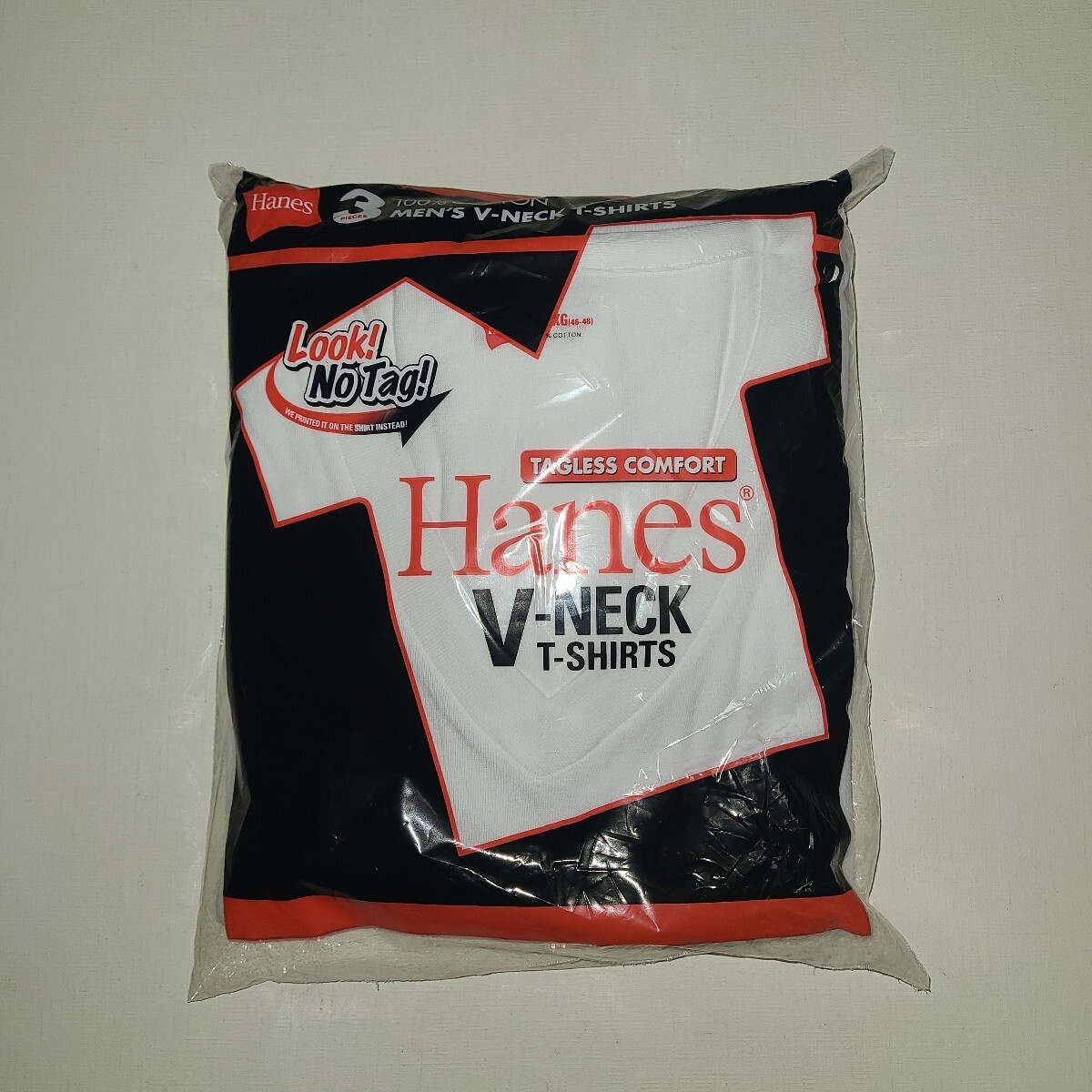 Hanes ヘインズ 3P Vネック Tシャツ XL タグレス 拍卖