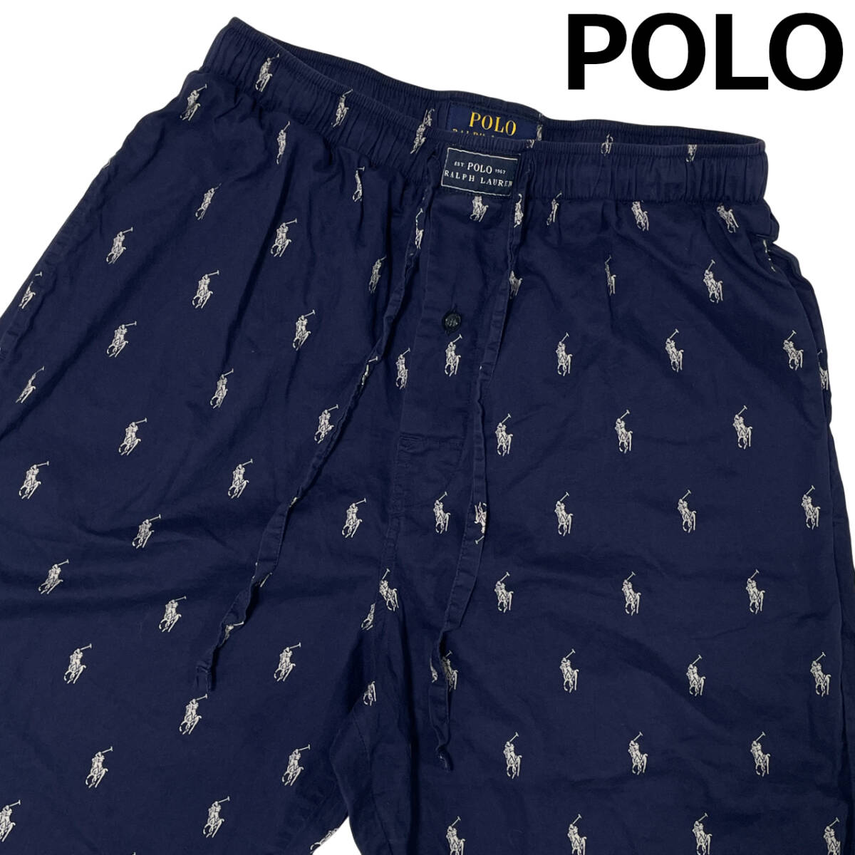 POLO RALPH LAUREN ポニー 総柄 サイズS (約62~80cm) ルームウェア イージーパンツ SLEEPWEAR ポロラルフローレン メンズ コットンパンツ拍卖