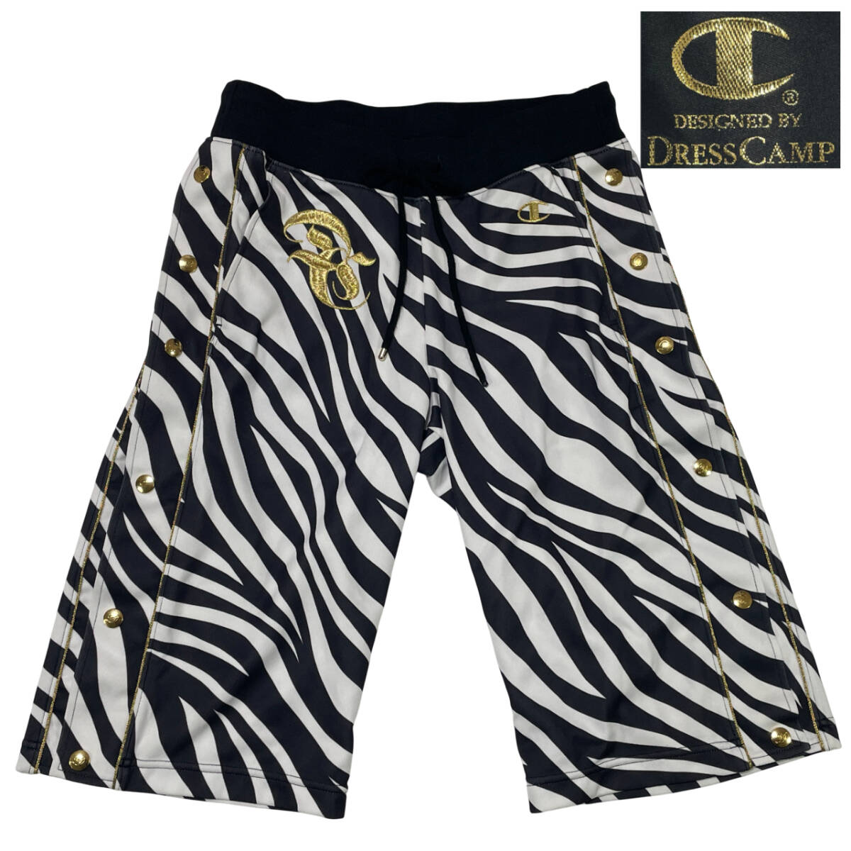 チャンピオン Champion × ドレスキャンプ 別注 ハーフパンツ siz.M (約69~83cm) DRESSCAMP ゼブラ柄 ショートパンツ メンズ拍卖