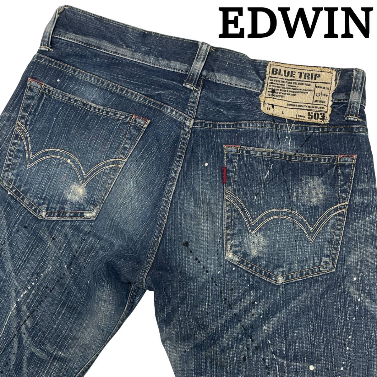 EDWIN エドウィン BT5092 ショート パンツ W32 (約90cm W34相当) ダメージ加工 ペイント加工 ハーフ デニムパンツ メンズ ブルートリップ拍卖
