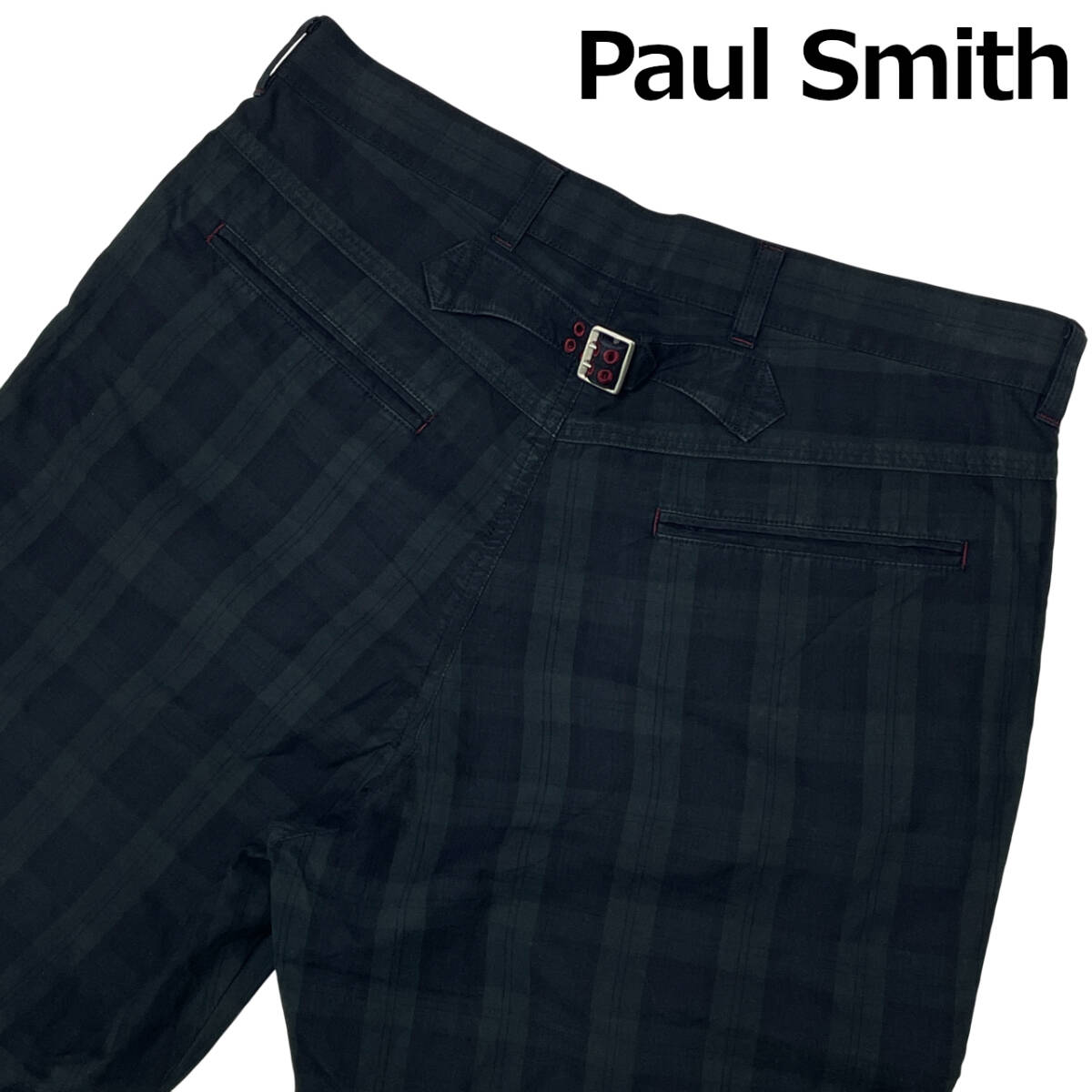 Paul Smith PS ポールスミス チェック柄 ハーフパンツ size.L (約81cm W32相当) シンチバック メンズ コットン パンツ拍卖