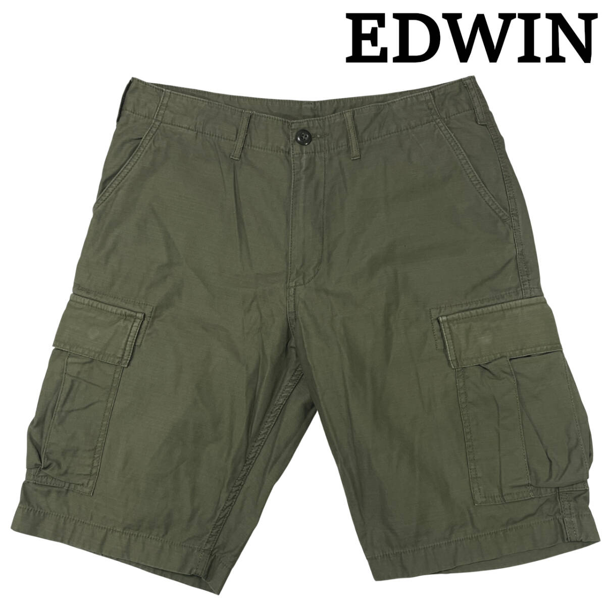 EDWIN FIELDMAN GFM027 サイズM (約85cm W33相当) ハーフ カーゴパンツ フラップポケット コットンパンツ メンズ拍卖