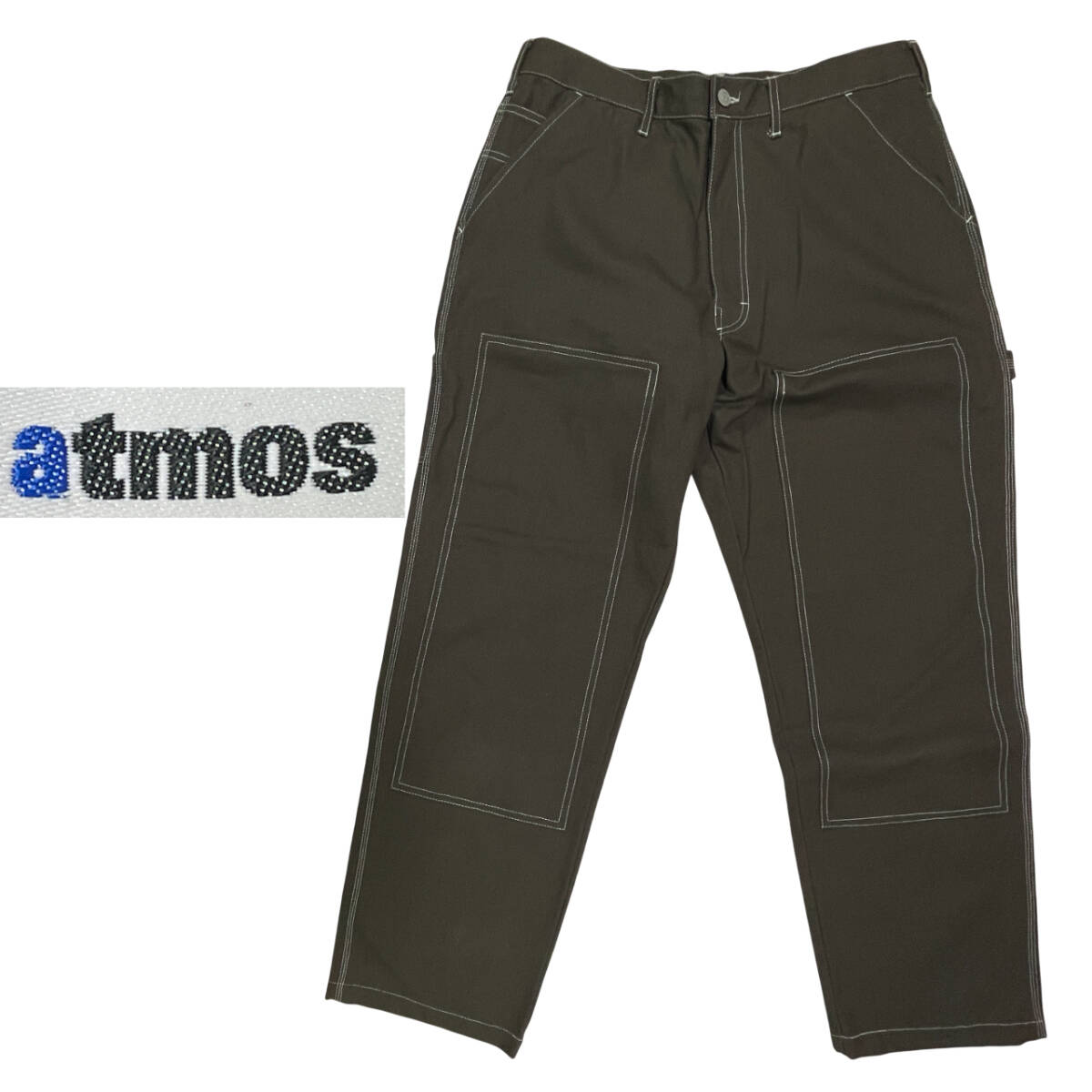 美品 atmos アトモス ダブルニーペインターパンツ Lサイズ (約86cm W34相当) ペインターパンツ デニムパンツ メンズ ジーンズ拍卖