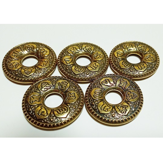 梵字 六字真言 般若心経 金属工芸品 お守り アクセサリー 5個お得セット!拍卖