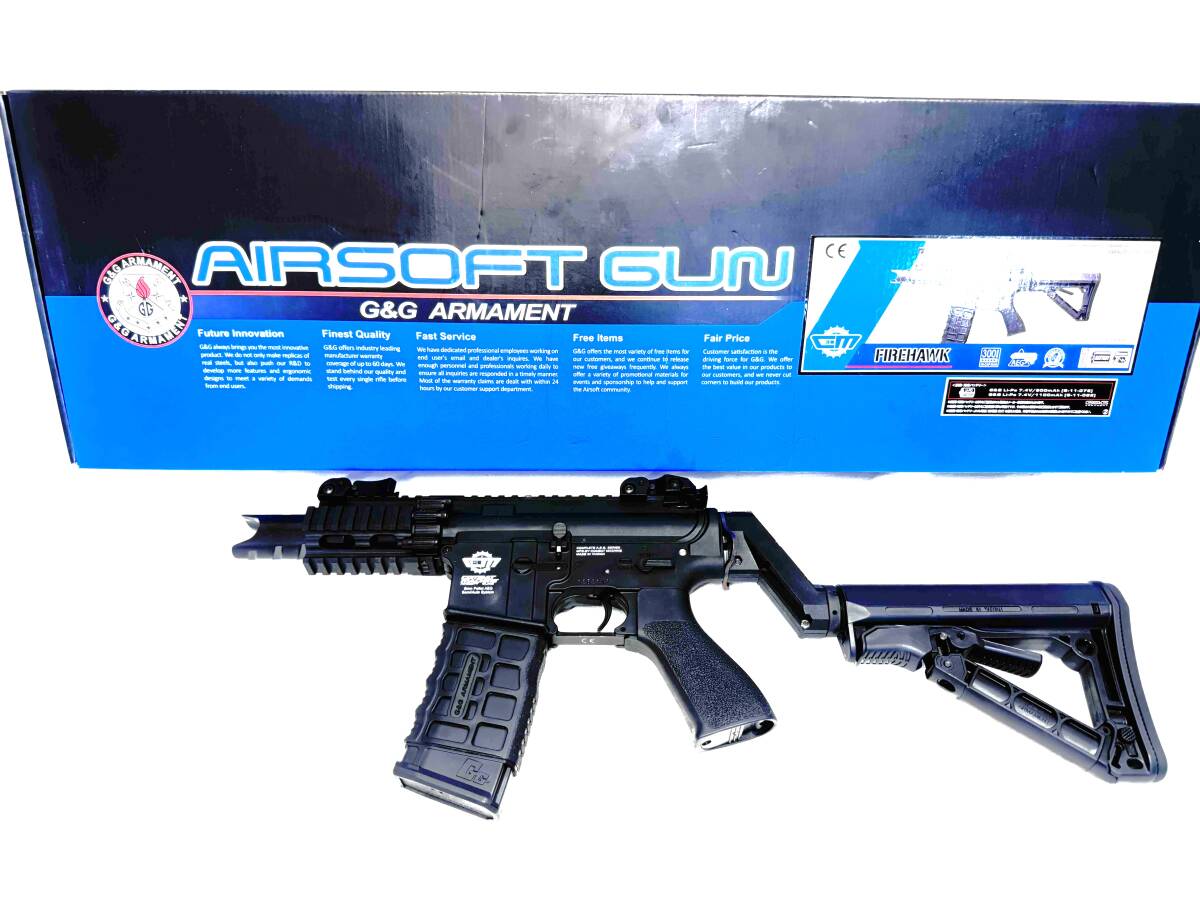 G&G ARMAMENT Fire Hawk (ファイヤーホーク) ブラック 電動ガン(SPARK オフセットストックベース付) 中古品#拍卖