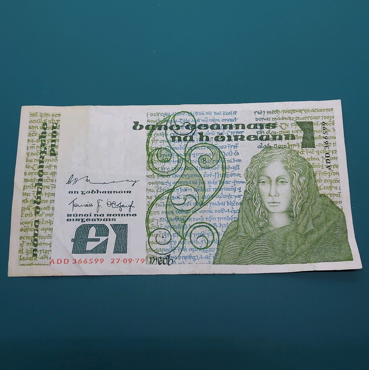 アイルランド旧紙幣 1ポンド紙幣 ADD 366599 27.09-79 海外紙幣拍卖