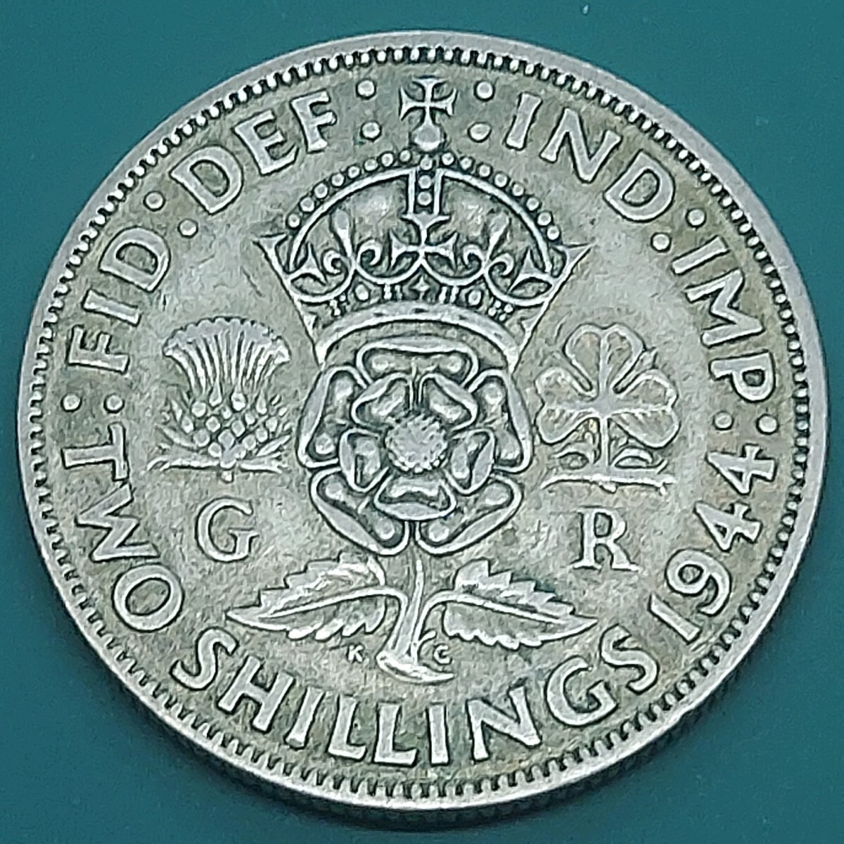 銀貨 イギリス 2シリングコイン フローリン 1944年 SV500 約11.16g 約28.4×2.1㎜ 【L156】拍卖