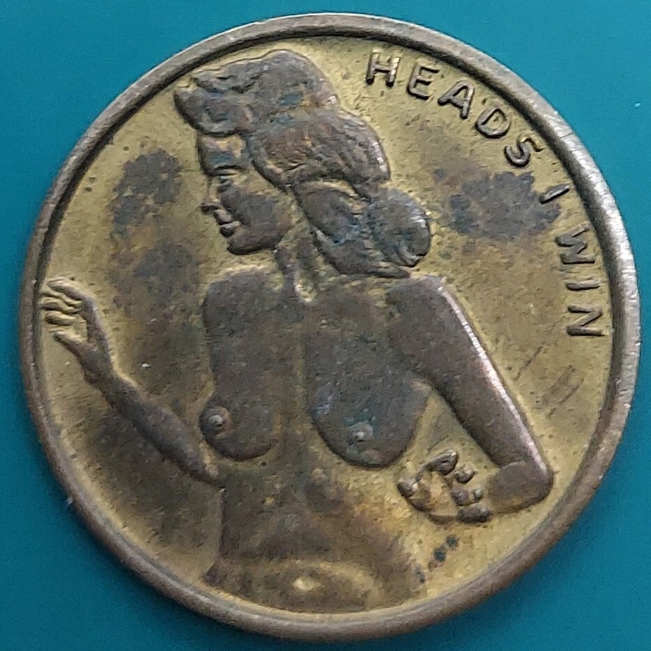 珍品■ストリップ ビンテージ セクシーコイン 銅貨■ HEADS I WIN トークン ■世界の珍しいコインコレクション 希少な古銭 【L121】拍卖