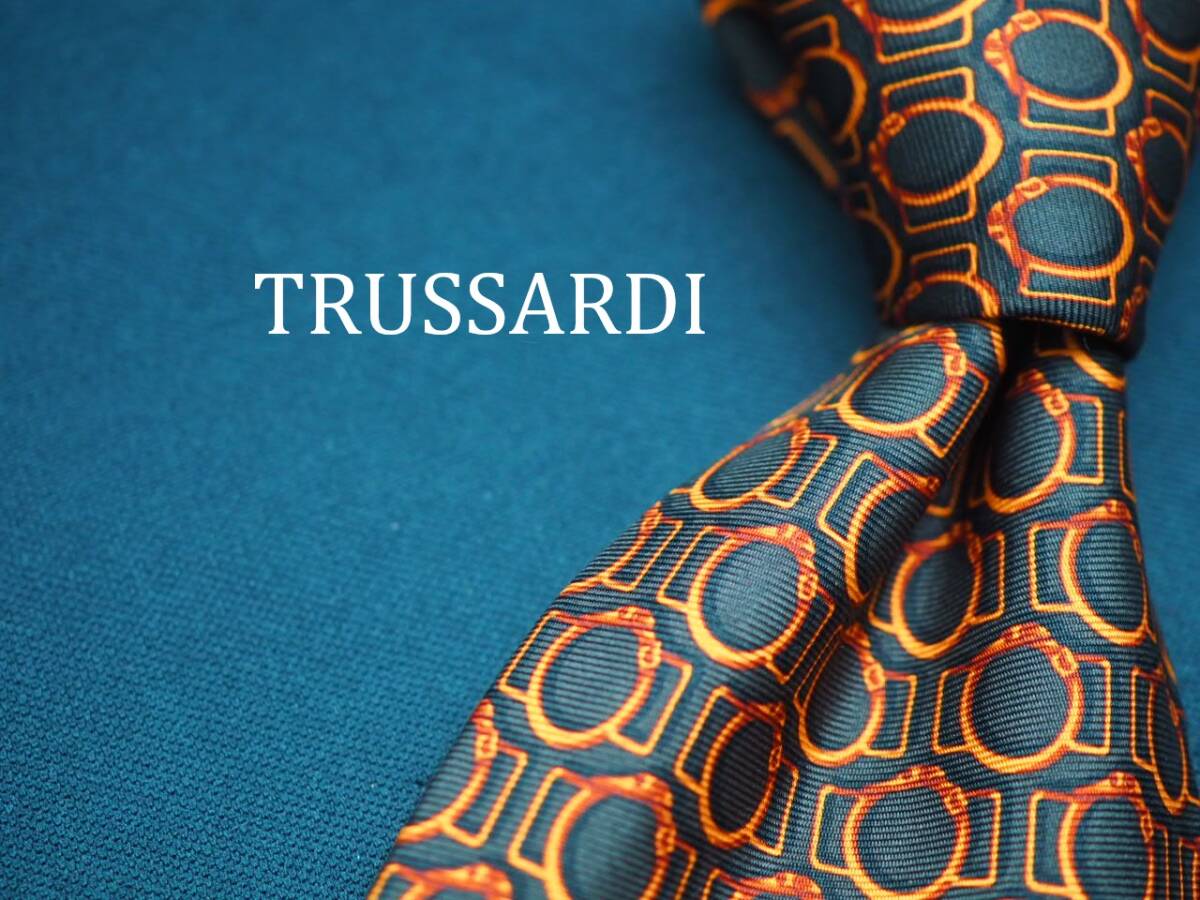 美品【TRUSSARDI トラサルディ】 F1091 ブラウン系 SILK ブランド ネクタイ 古着 良品拍卖