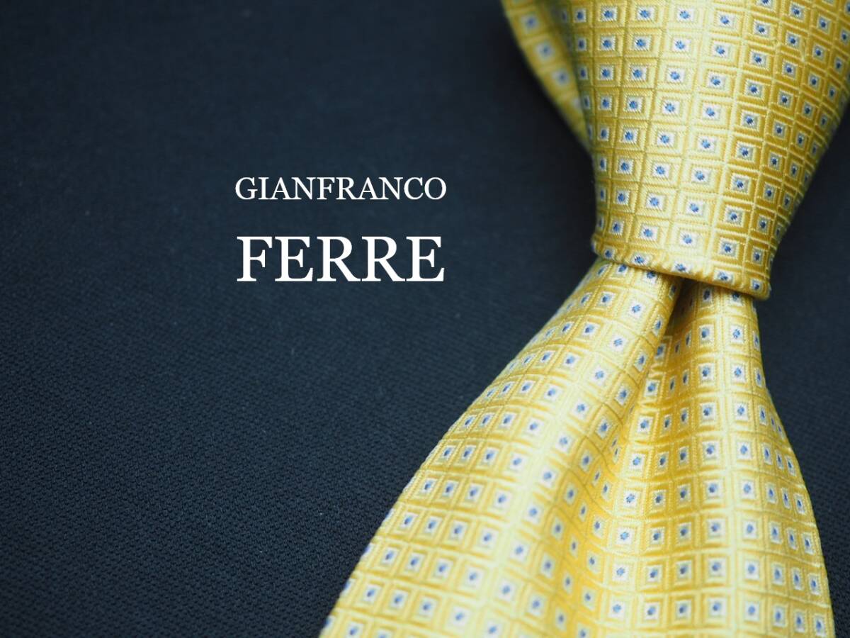 美品【GIANFRANCO FERRE ジャンフランコフェレ】 F1333 黄 SILK ブランド ネクタイ 古着 良品拍卖