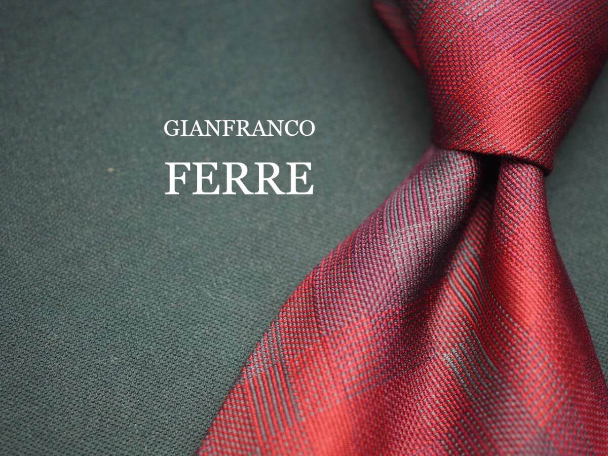 美品【GIANFRANCO FERRE ジャンフランコフェレ】 F1334 ワイン系 SILK ブランド ネクタイ 古着 良品拍卖