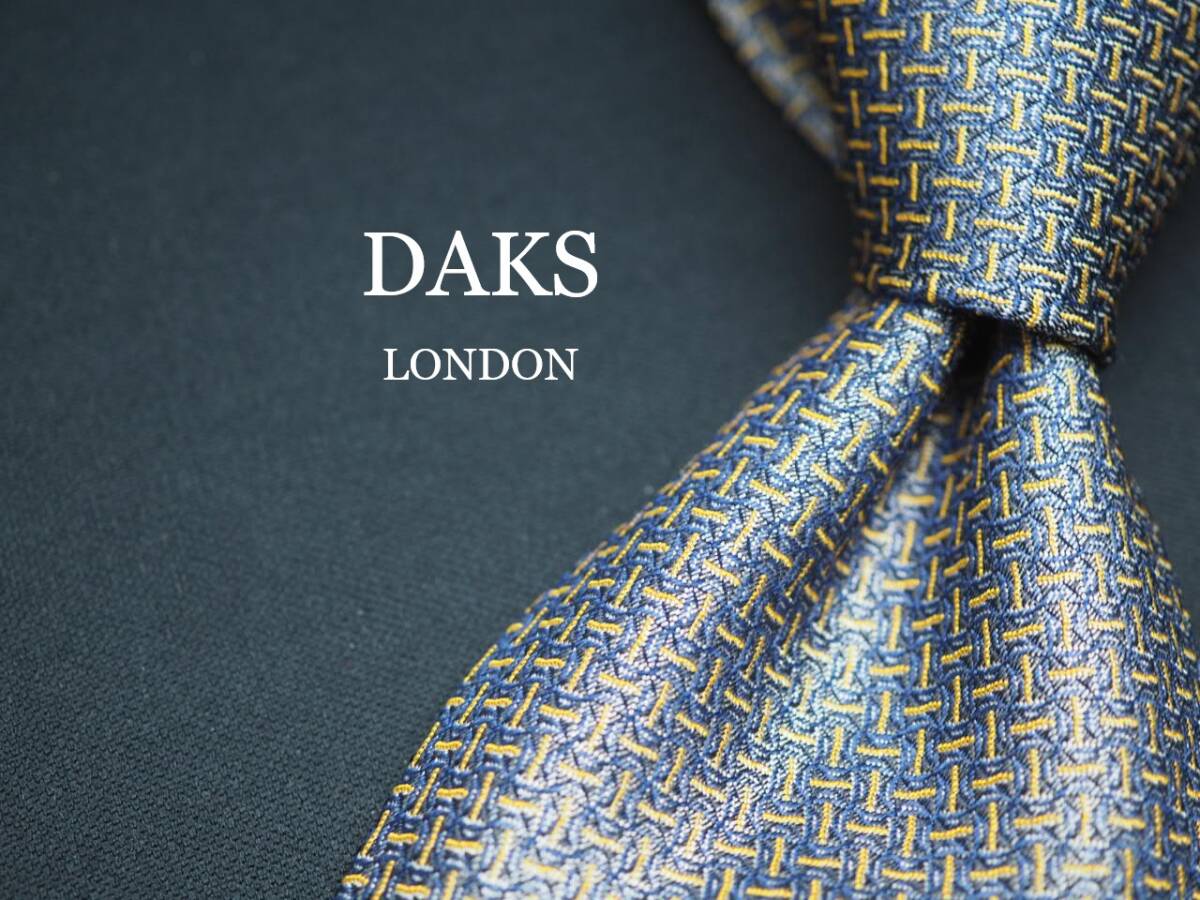 美品【DAKS ダックス】 F1532 シルバー黄系 SILK ブランド ネクタイ 古着 良品拍卖