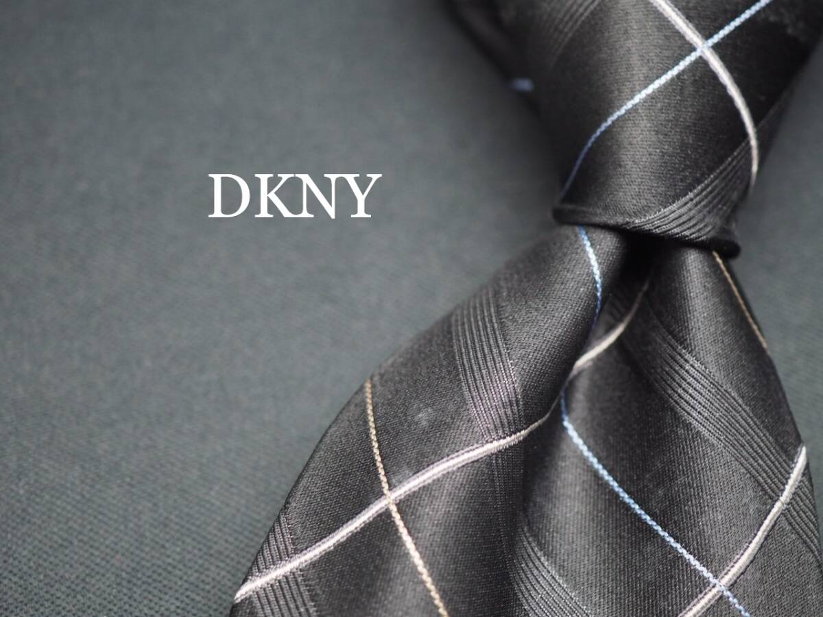 美品【DKNY ダナキャラン ニューヨーク】 F1565 ブラック系 SILK ブランド ネクタイ 古着 良品拍卖