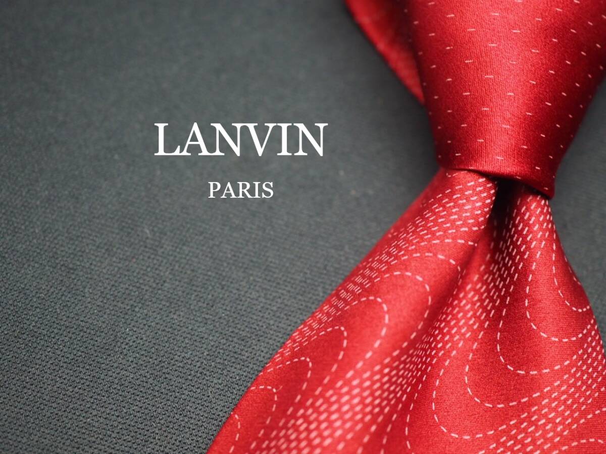 美品【LANVIN ランバン】 F1646 赤系 SILK ブランド ネクタイ 古着 良品拍卖