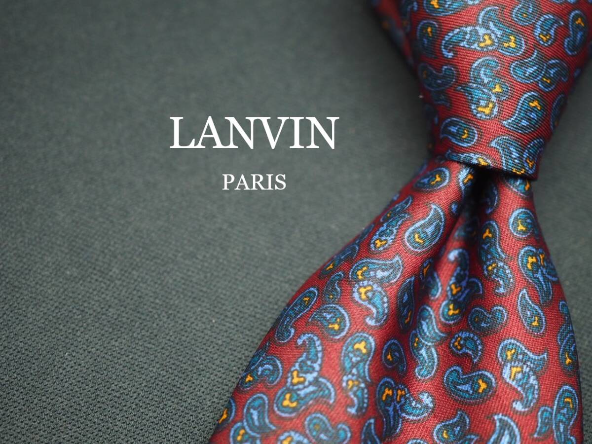 美品【LANVIN ランバン】 F1664 ワイン ペイズリー SILK ブランド ネクタイ 古着 良品拍卖